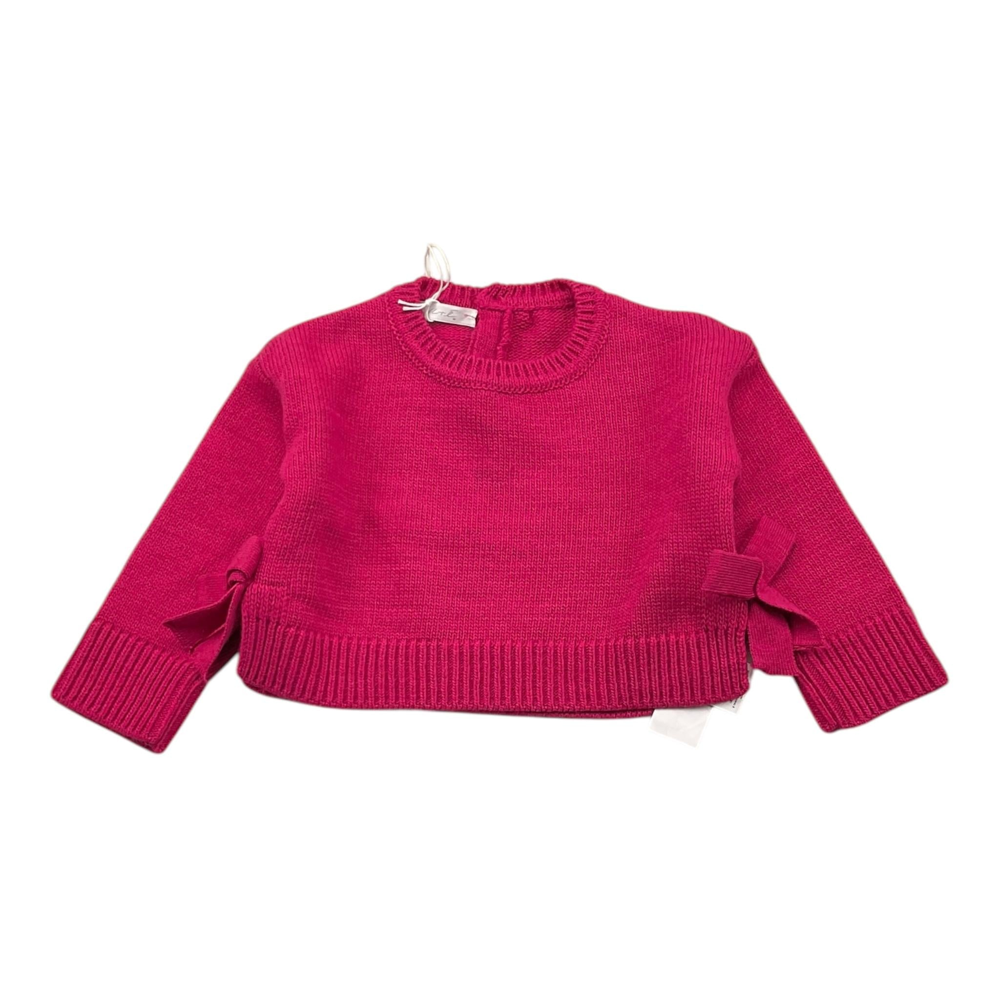 M+E' maglia girocollo tinta unita con fiocchi Fuxia per Neonata UE1036 FUXIA M+E' 