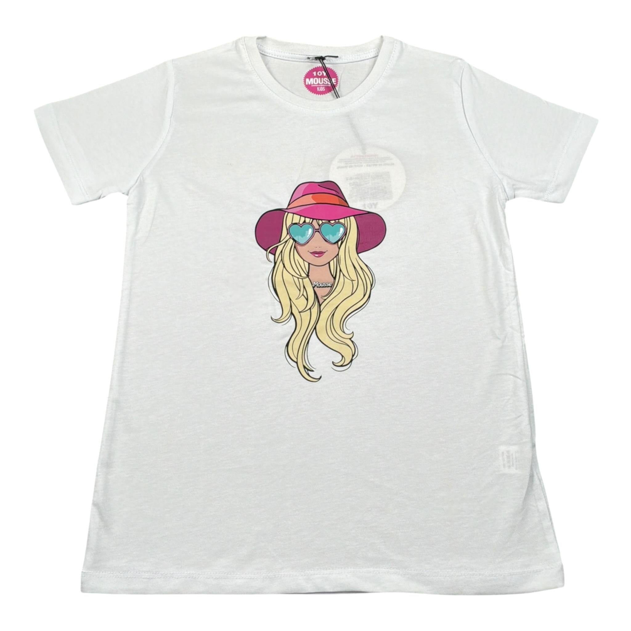 Mousse T-Shirt Girocollo tinta unita con Stampa Bianco per Bambina XKTSMKW2 BIANCO MOUSSE 