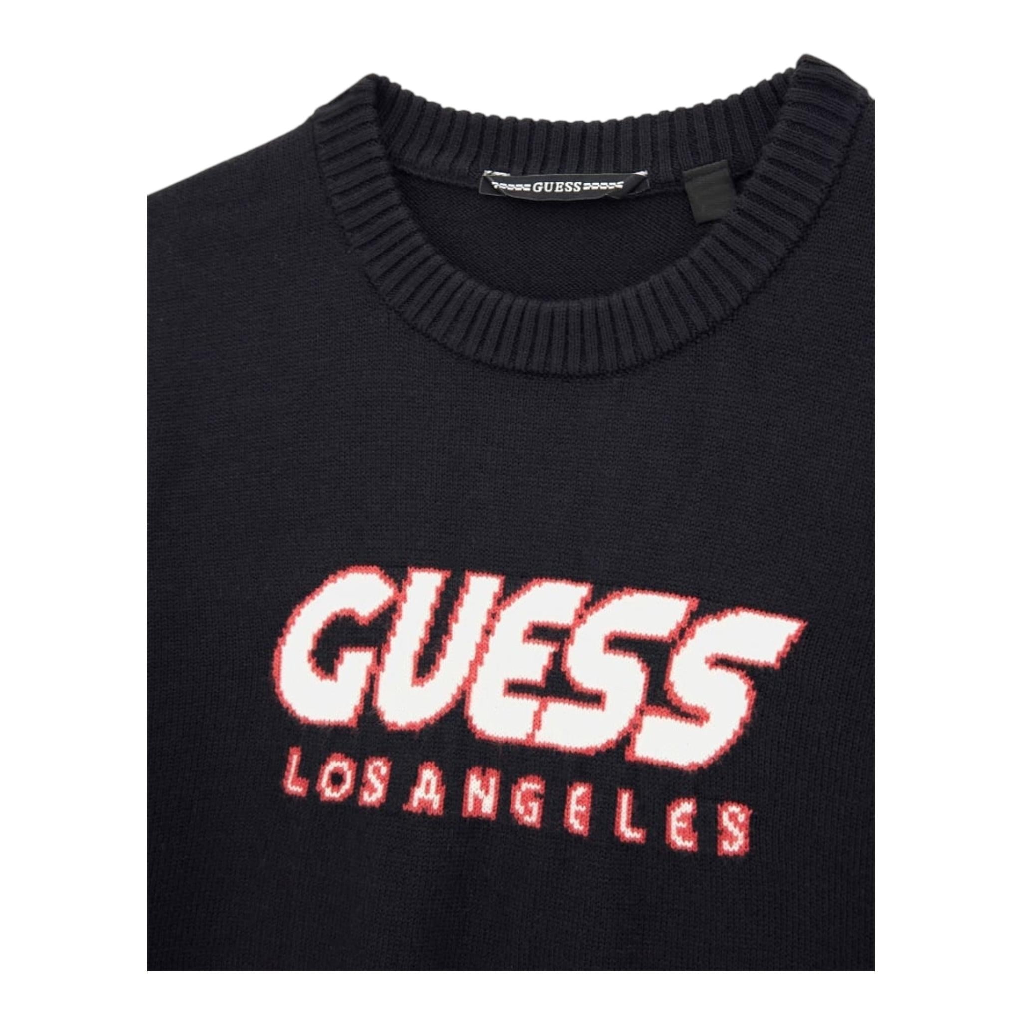 Guess Maglia Tinta Unita Girocollo con Stampa per Bambino L5RR01Z2BBO NERO GUESS 