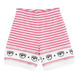 Chiara Ferragni Zweifarbige Shorts mit weiß/fuchsiafarbenem Streifenmuster für Neugeborene