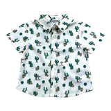 Moschino Camicia Tinta Unita Con Stampa Orsi E Cactus Panna Per Neonato