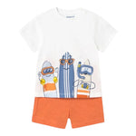 Mayoral Completo 2 Pezzi T-Shirt-Bermuda Bicolore per Neonato 1656 BIANCO/ARANCIONE MAYORAL 