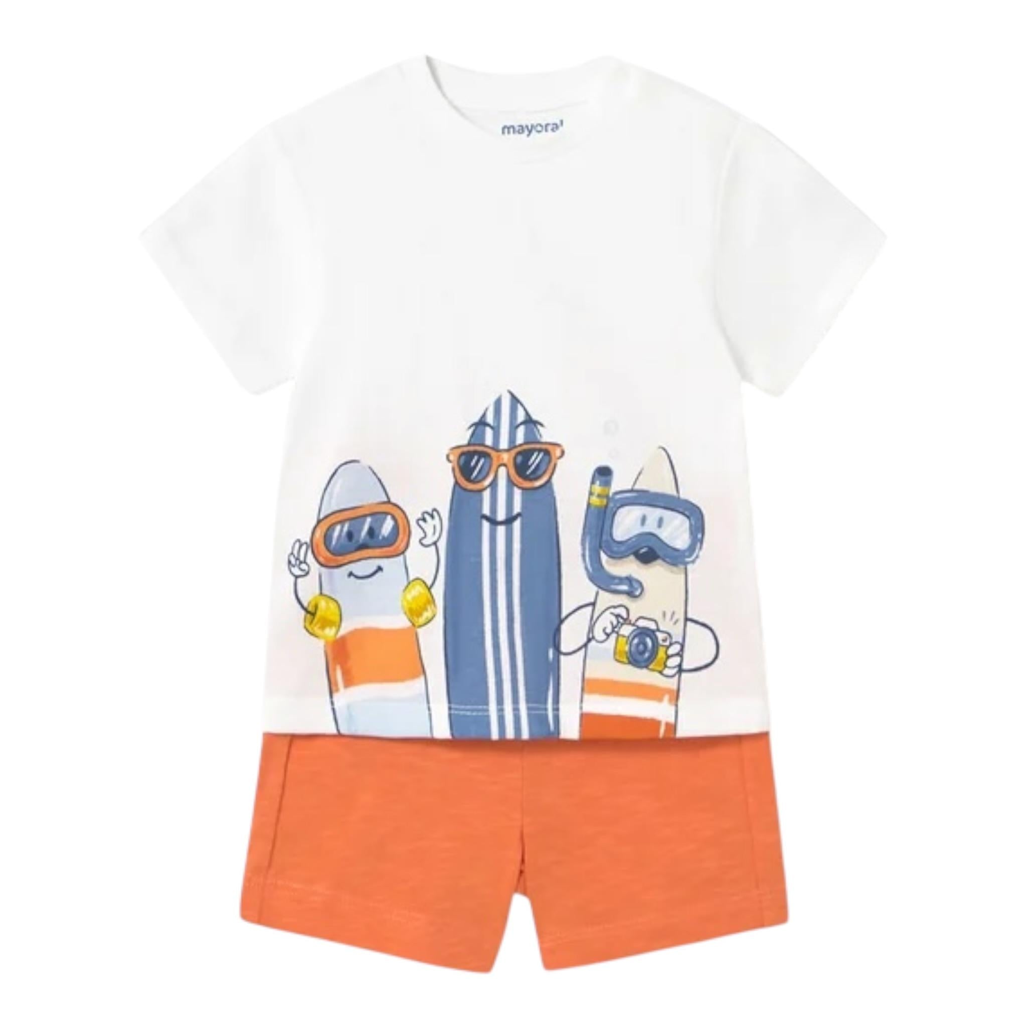 Mayoral Completo 2 Pezzi T-Shirt-Bermuda Bicolore per Neonato 1656 BIANCO/ARANCIONE MAYORAL 