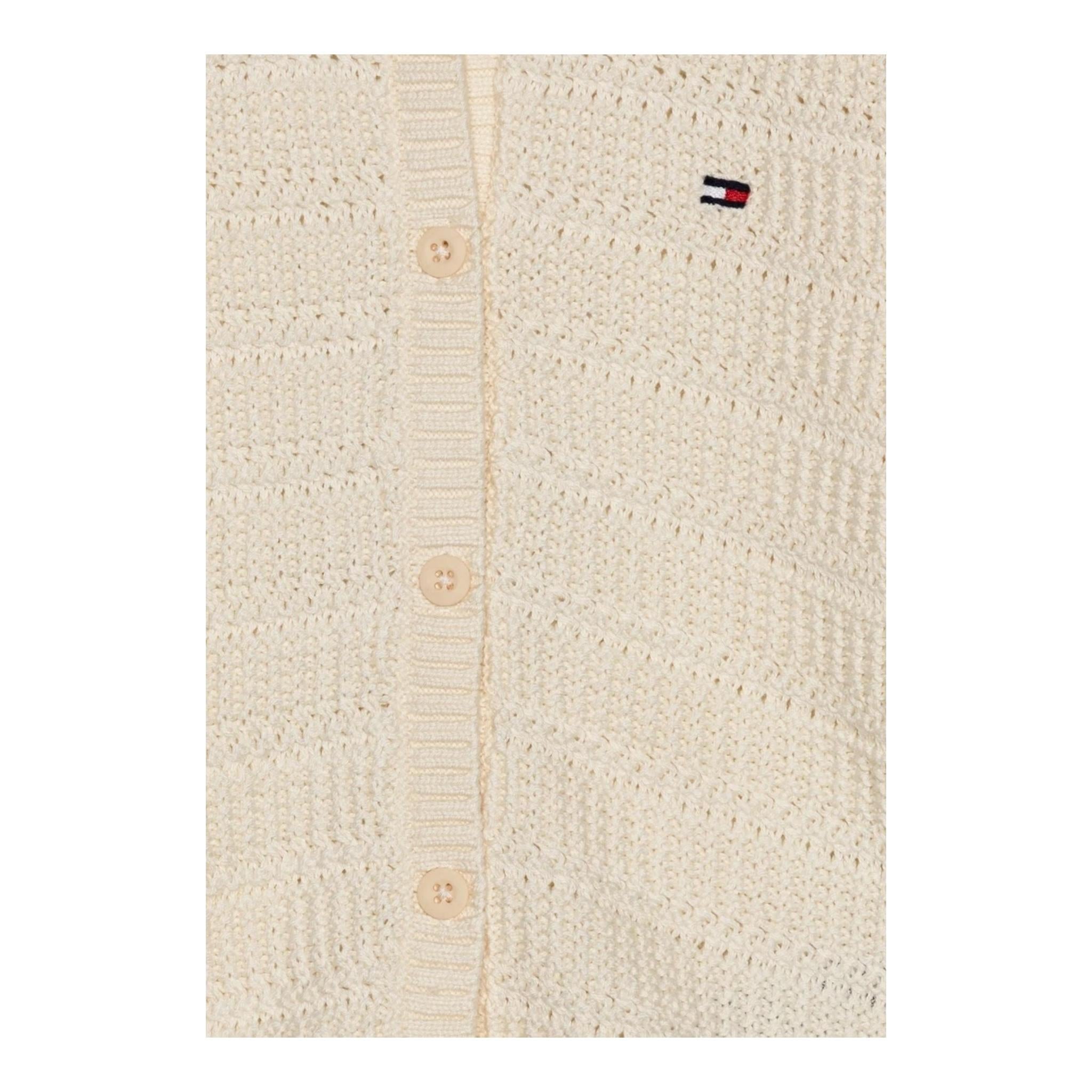 Tommy Hilfiger Cardigan Tinta Unita con Trafori per Bambina KG0KG07766 PANNA TOMMY HILFIGER 