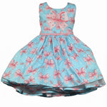 Daga Collection Abito Giromanica Tinta Unita con Stampa Fiocchi per Bambina M10061J AZZURRO DAGA COLLECTION 