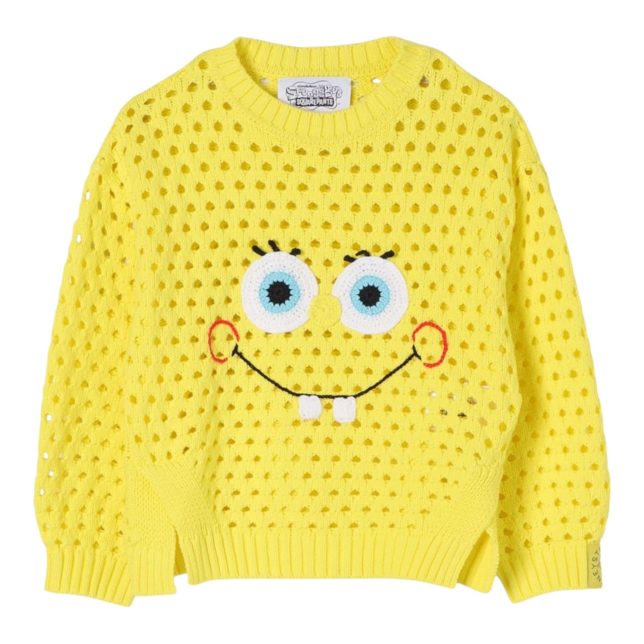 Stella Mccartney Maglia Traforata Tinta Unita Stampa Spongebob per Bambina TW9A80 GIALLO STELLA McCARTNEY 
