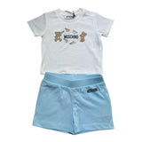 Moschino Completo 2 Pezzi Felpa-Bermuda Bicolore per Neonato M5G00M BIANCO/AZZURRO MOSCHINO 