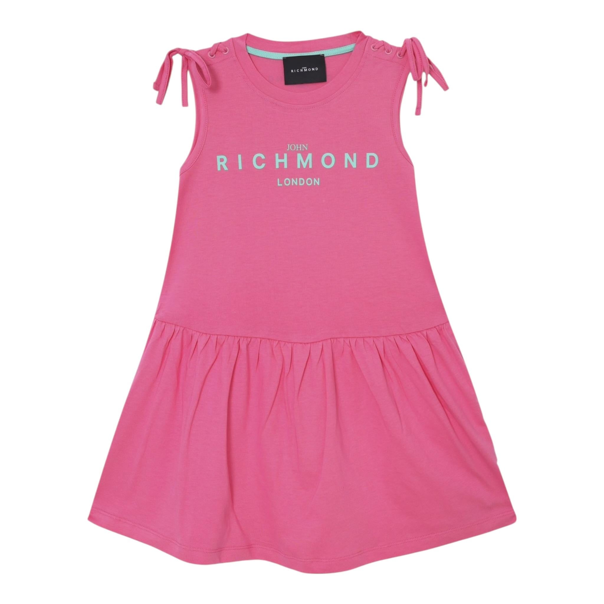 John Richmond Abito Tinta Unita con Logo Girocollo per Bambina RGP25008VEXX FUXIA JOHN RICHMOND 