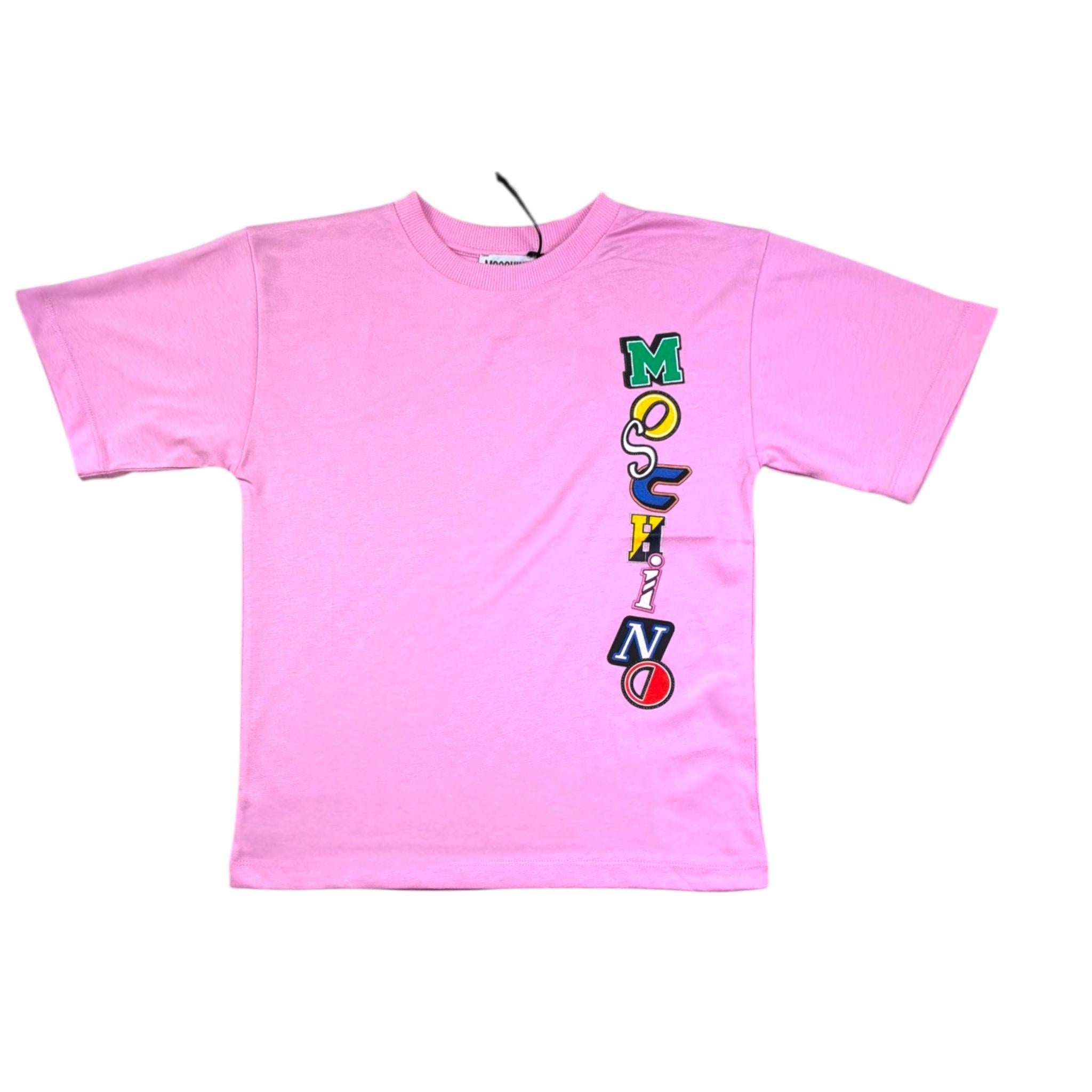 Moschino T-Shirt Girocollo Tinta Unita con Stampa per Bambina HYM05G ROSA MOSCHINO 