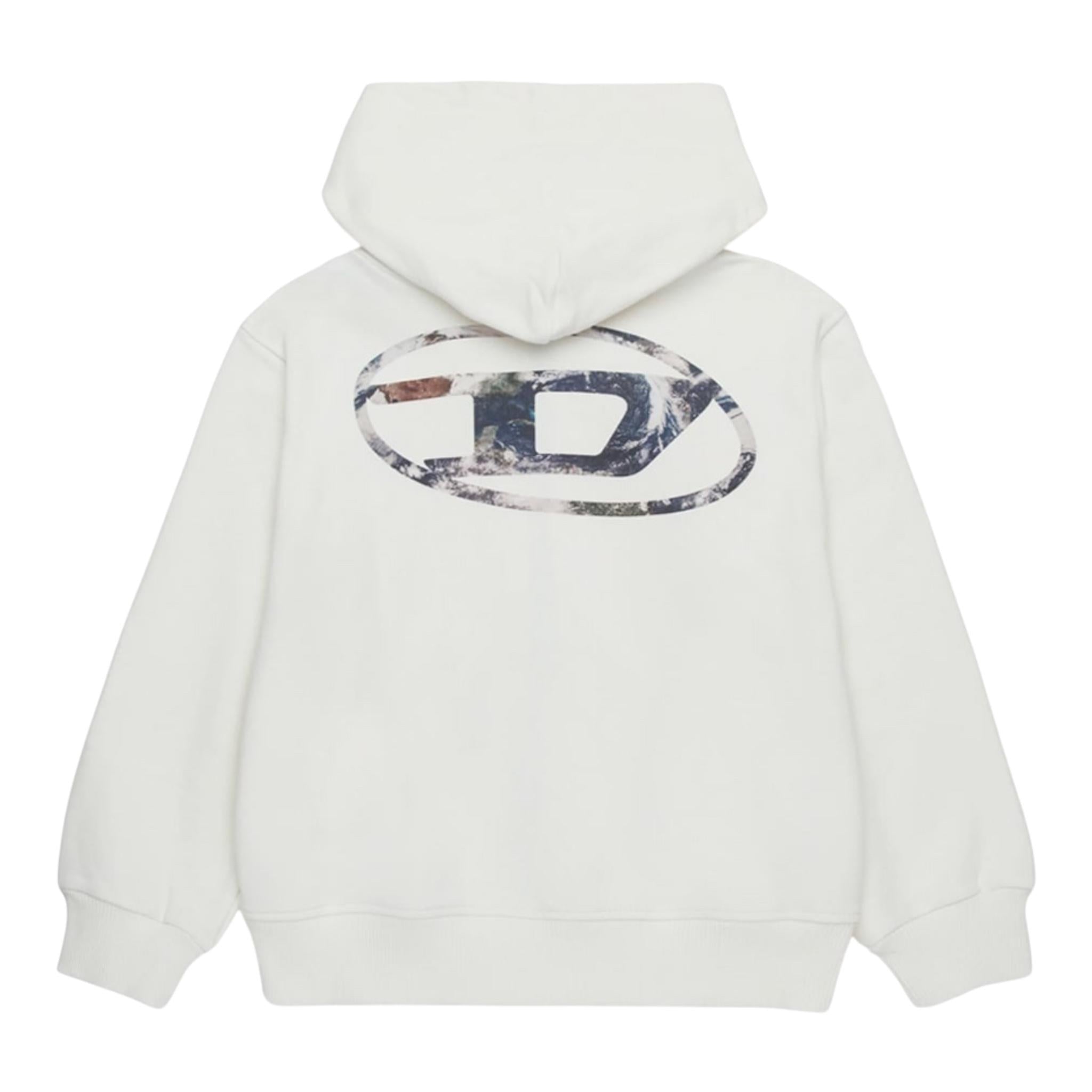 DIESEL felpa tinta unita con zip e cappuccio Bianco per Bambino J02001 BIANCO DIESEL 