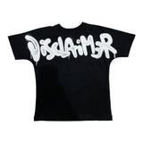 Disclaimer Schwarzes T-Shirt mit Kontrastdruck und Rundhalsausschnitt in Volltonfarbe für Jungen