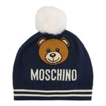 MOSCHINO cappello tinta unita con orso e pon pon Blu per Bambino HUX02KL BLU MOSCHINO 