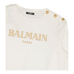 BALMAIN felpa girocollo tinta unita con stampa Panna per Bambina BV4B10 PANNA BALMAIN 