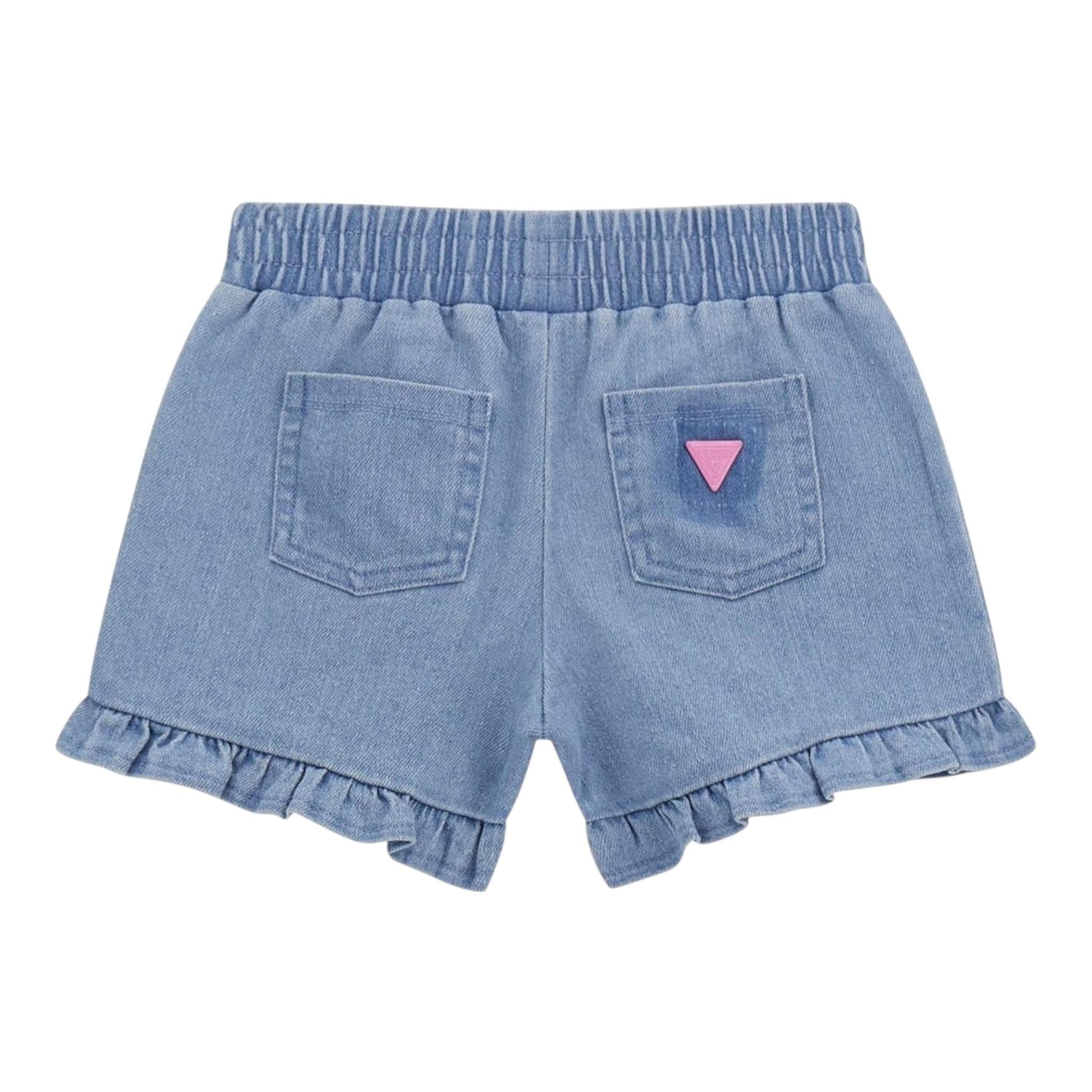 Guess Short In Denim Tinta Unita con Elastico In Vita per Bambina K5GD04D5160X AZZURRO GUESS 