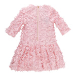 Mimisol Abito Manica Lunga Tinta Unita con Applicazioni Fiori per Bambina MFAB646 ROSA MIMISOL 