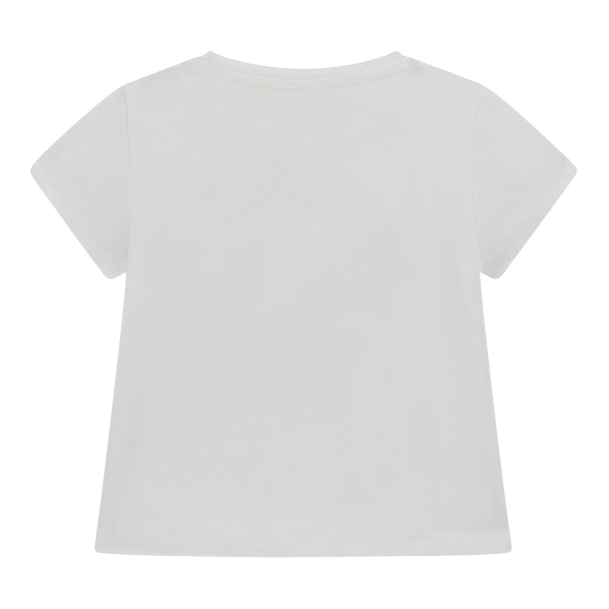 Guess T-Shirt Girocollo Tinta Unita con Stampa per Neonata A5GI02K6YW4 BIANCO GUESS 