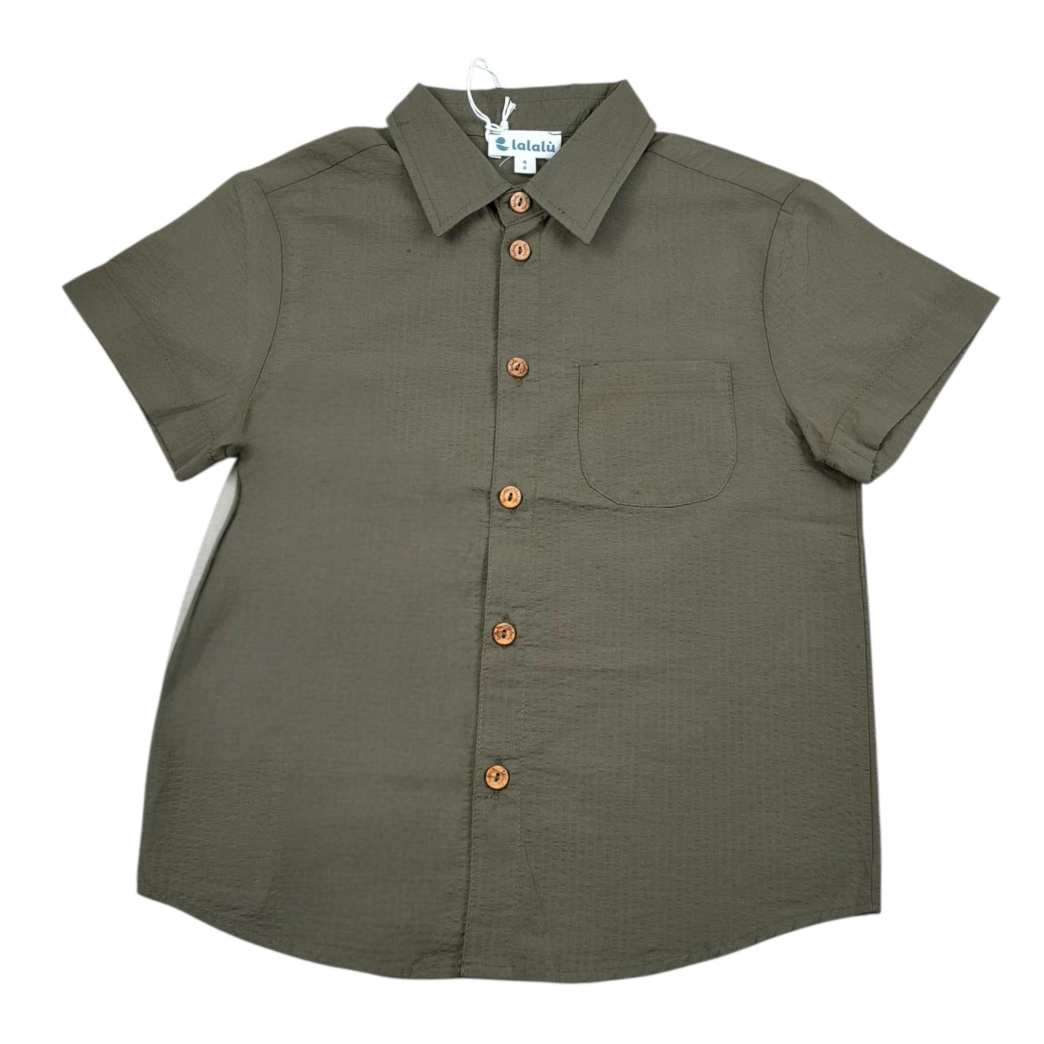 Lalalu' Camicia Mezza Manica Tinta Unita per Bambino CML150PB VERDE LALALU' 