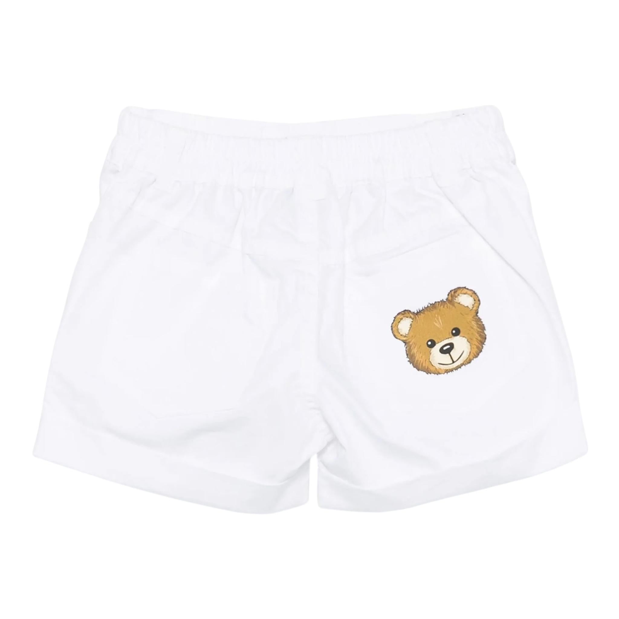 Moschino Bermuda Tinta Unita con Elastico In Vita per Neonato MUQ01JX BIANCO MOSCHINO 