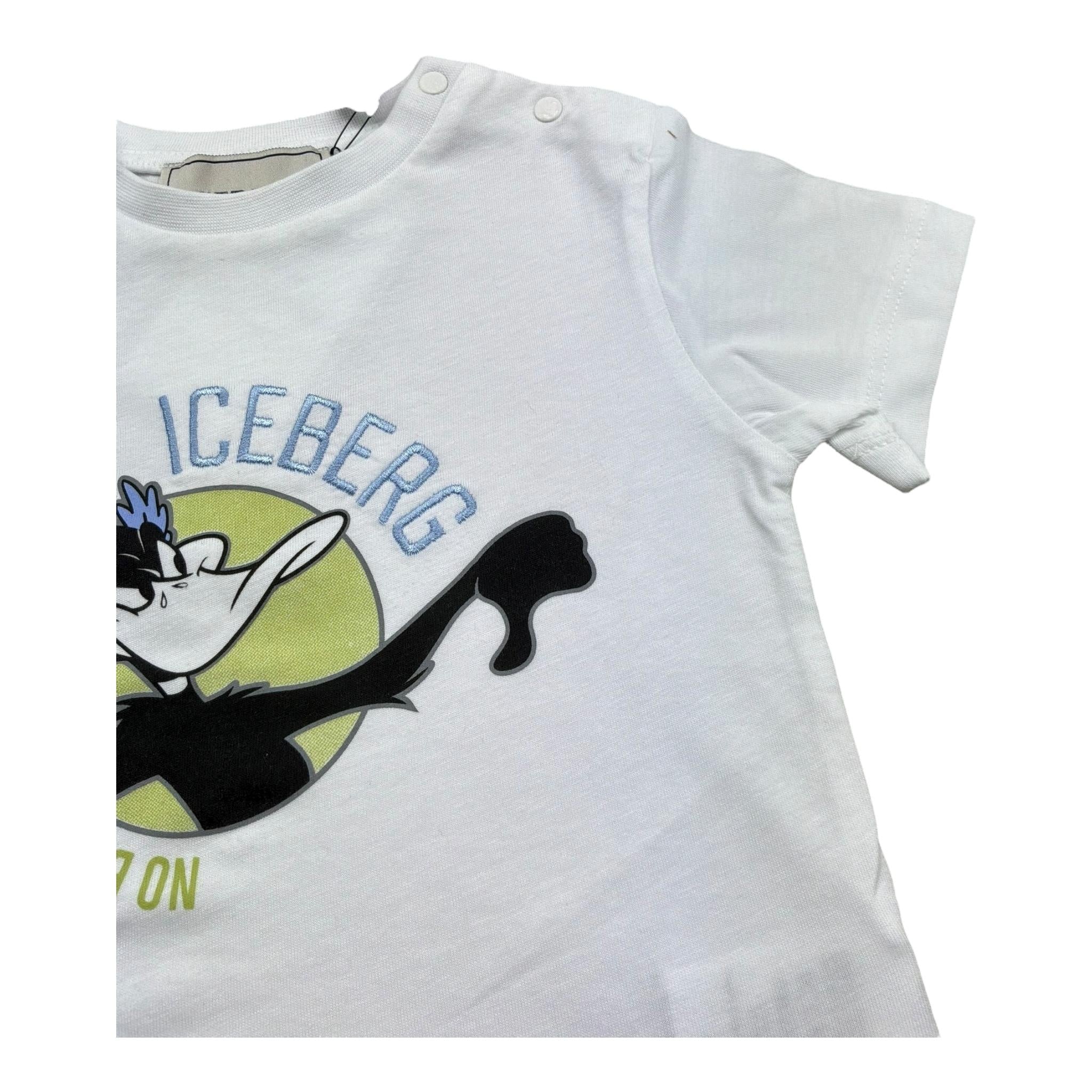Iceberg T-Shirt Girocollo Tinta Unita con Stampa per Neonato TSICE5122B BIANCO ICEBERG 