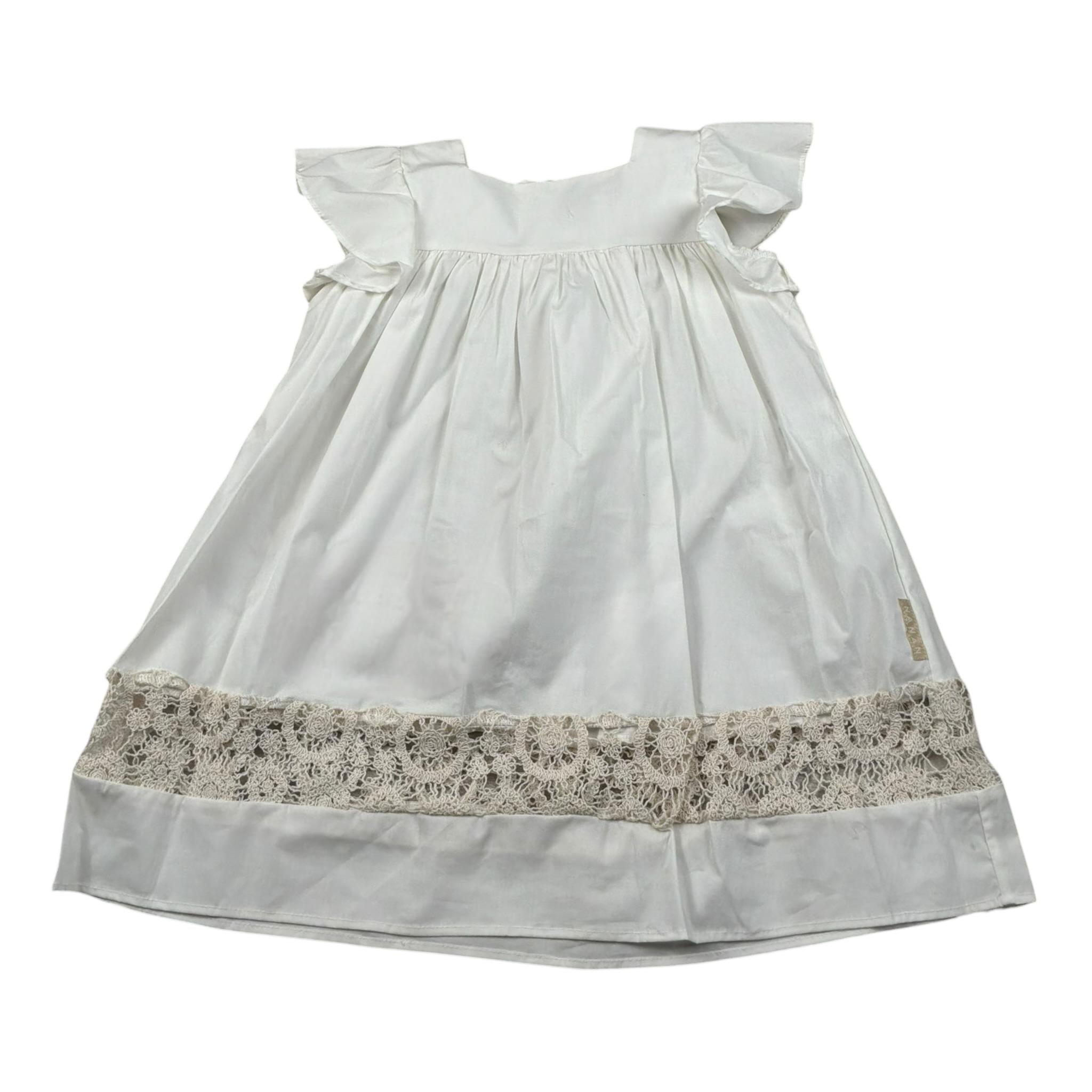 Nanan Abito Mezza Manica Tinta Unita con Ricami per Bambina E2352236B PANNA NANAN 