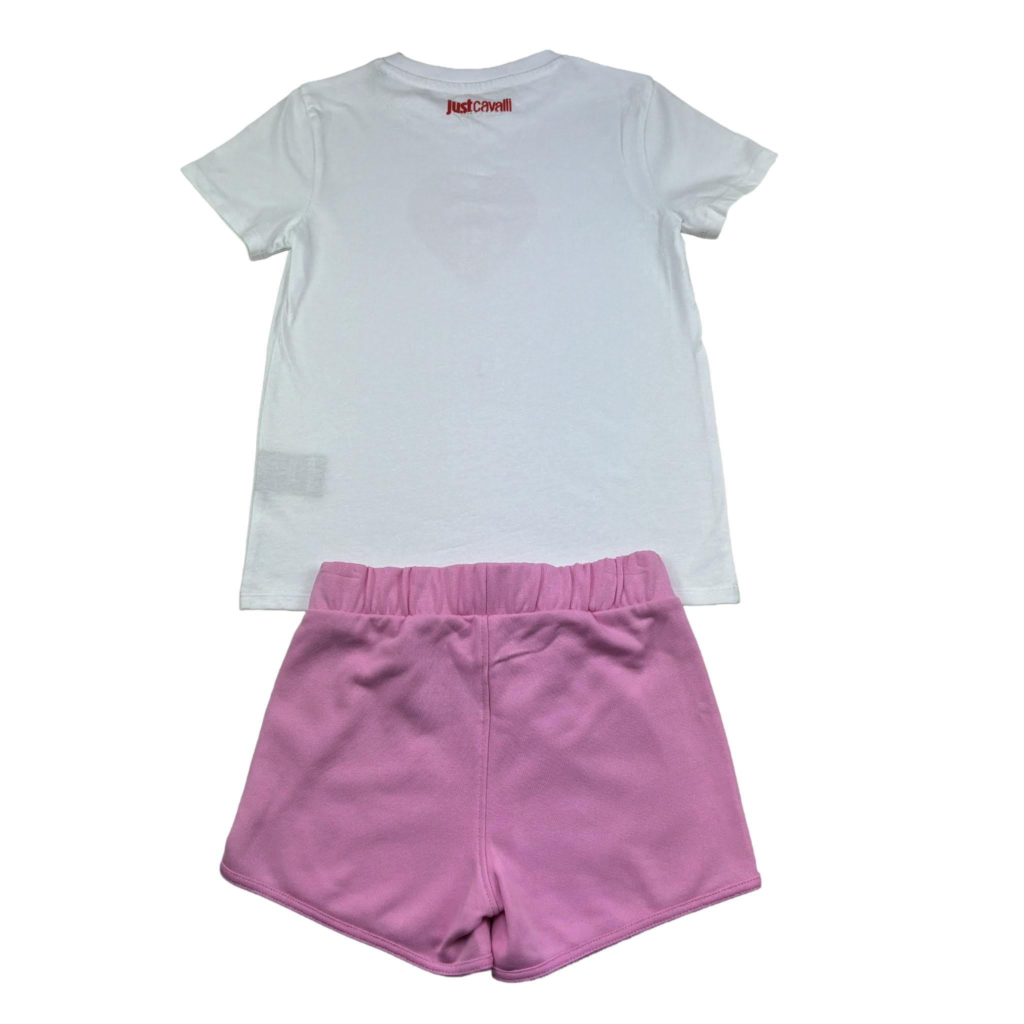 Just Cavalli Completo 2 Pezzi T-Shirt-Short Bicolore per Bambina JGP26003CJ BIANCO/ROSA JUST CAVALLI 