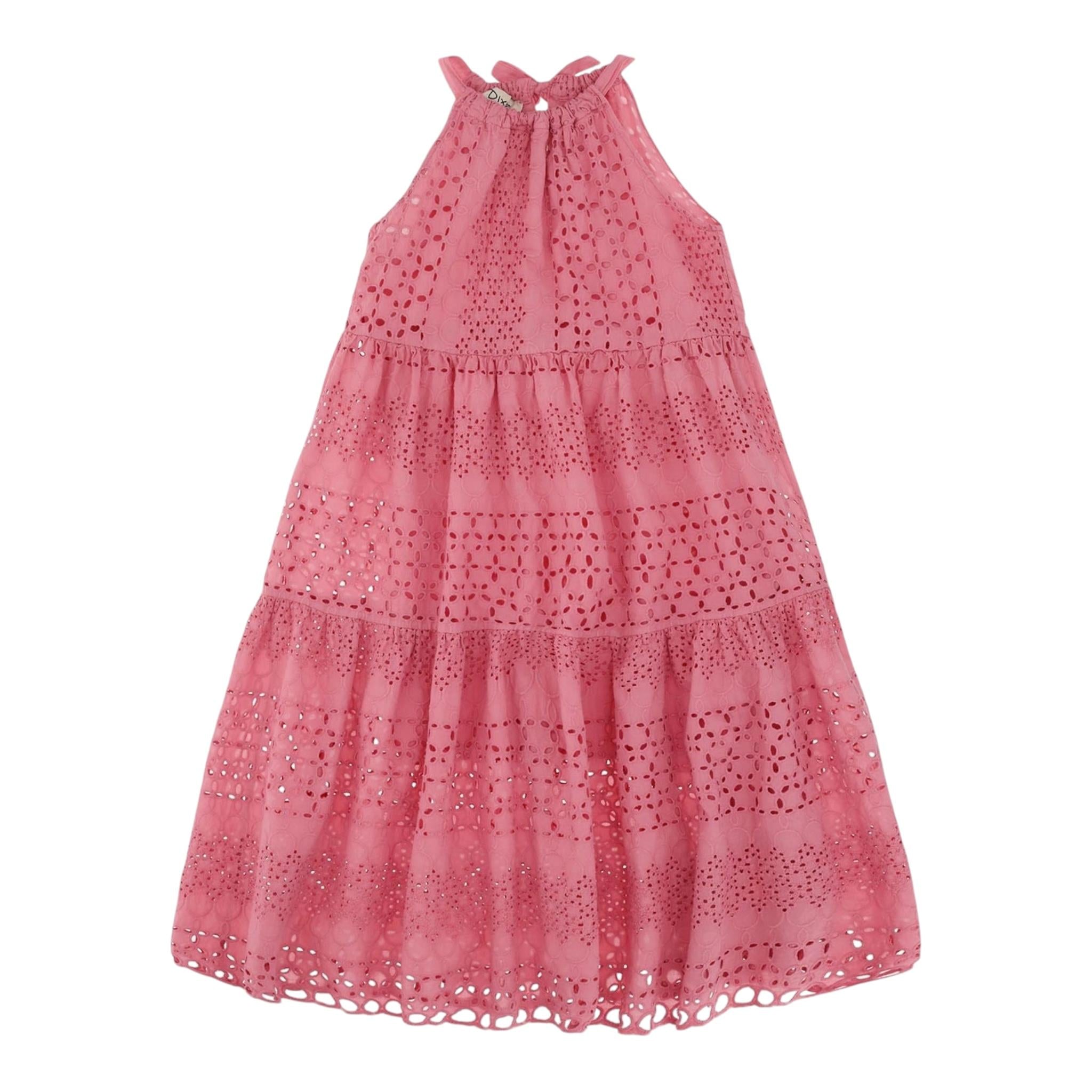 Dixie Abito Bretelline Tinta Unita In Pizzo San Gallo per Bambina AB91240G39 ROSA DIXIE 