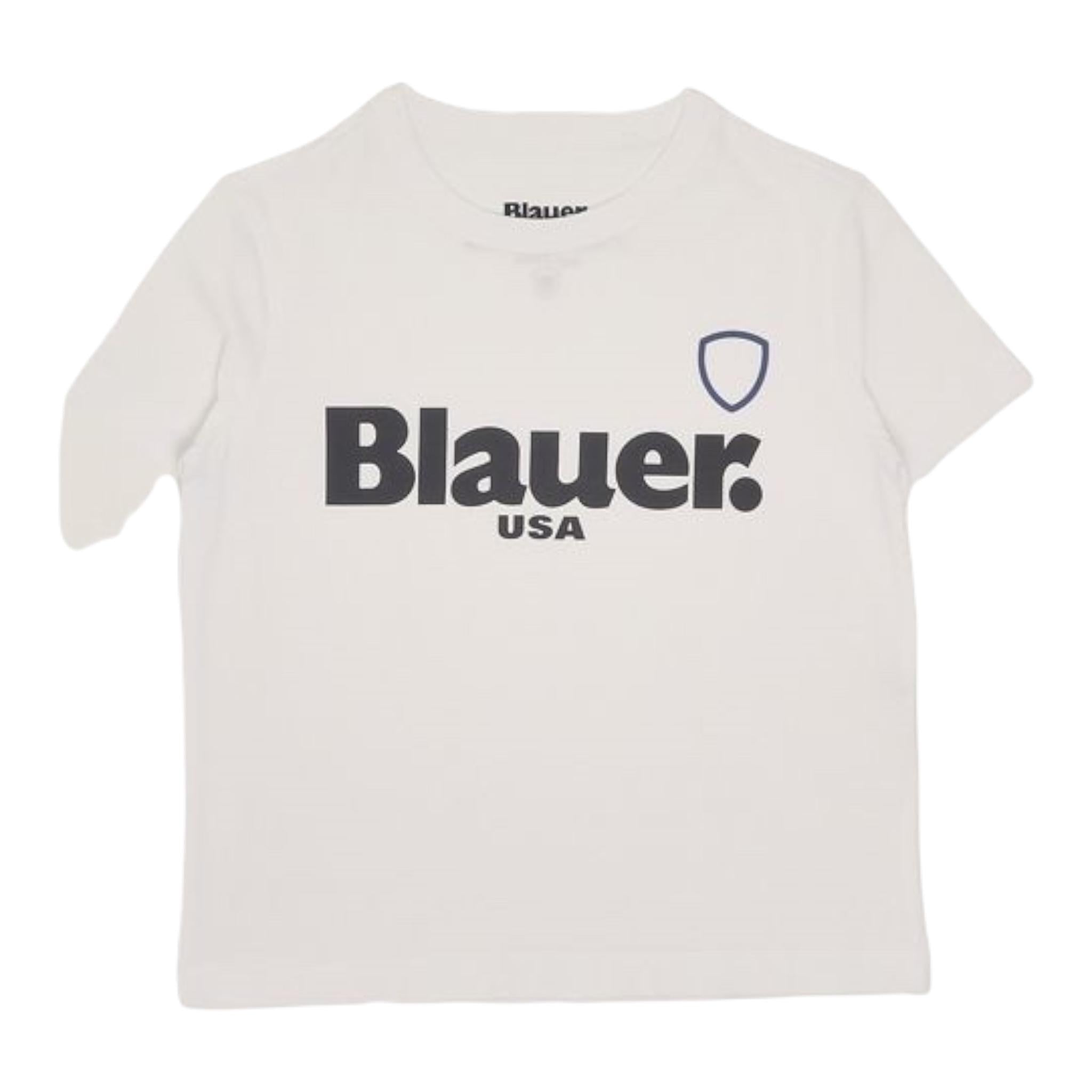 Blauer T-Shirt Giricollo Tinta Unita con Stampa per Neonato 24SBLKH02507N BIANCO BLAUER 