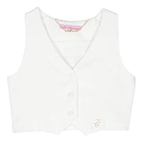 Miss Blumarine Panciotto Tinta Unita Con Applicazioni Panna Per Bambina