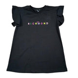John Richmond T-Shirt Girocollo Tinta Unita con Logo per Bambina RGP26024TS NERO JOHN RICHMOND 