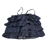 Manila Grace Top Bretelline Tinta Unita con Balze per Bambina MG2639 BLU MANILA GRACE 