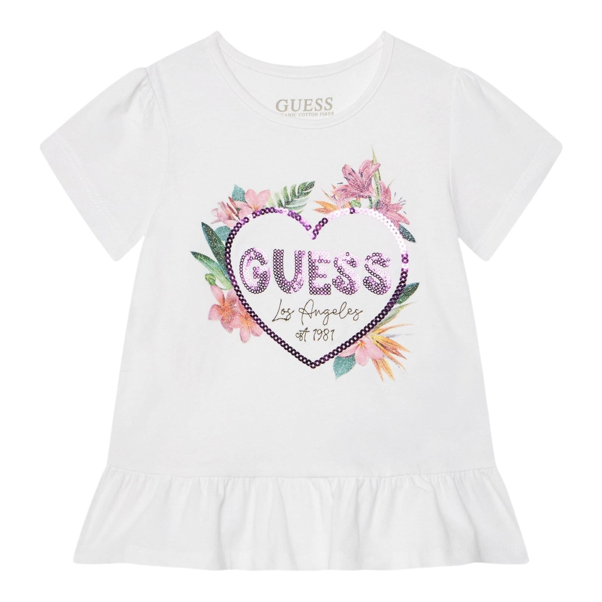 Guess T-Shirt Girocollo Tinta Unita con Logo per Neonata K5GI10K6YW4NX BIANCO GUESS 