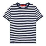 Max Mara T-Shirt Girocollo Fantasia A Righe con Logo per Bambina MX0162 BIANCO/BLU MAX MARA 