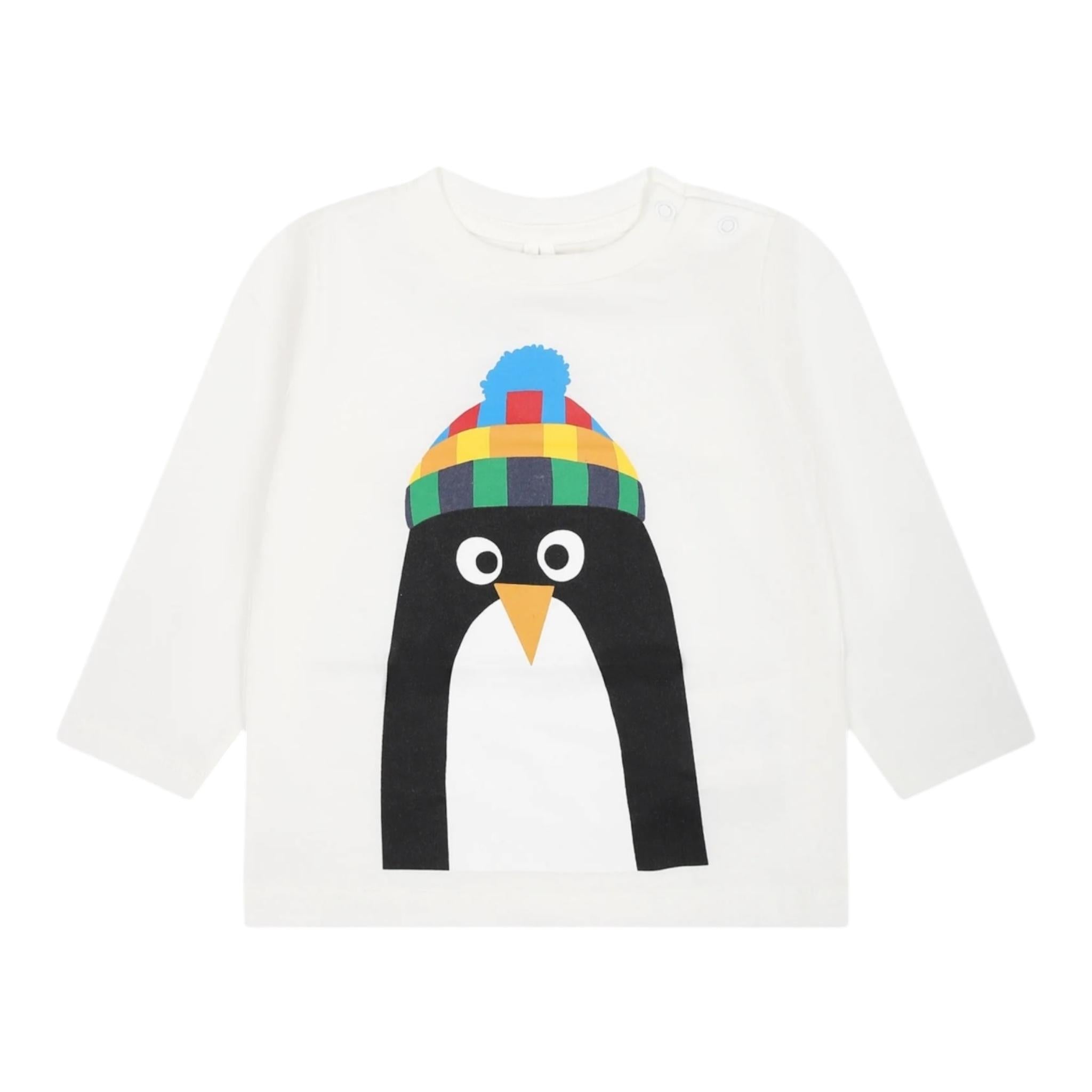 STELLA McCARTNEY shirt girocollo tinta unita con stampa pinguino Bianco per Bambino TT8610J BIANCO STELLA McCARTNEY 