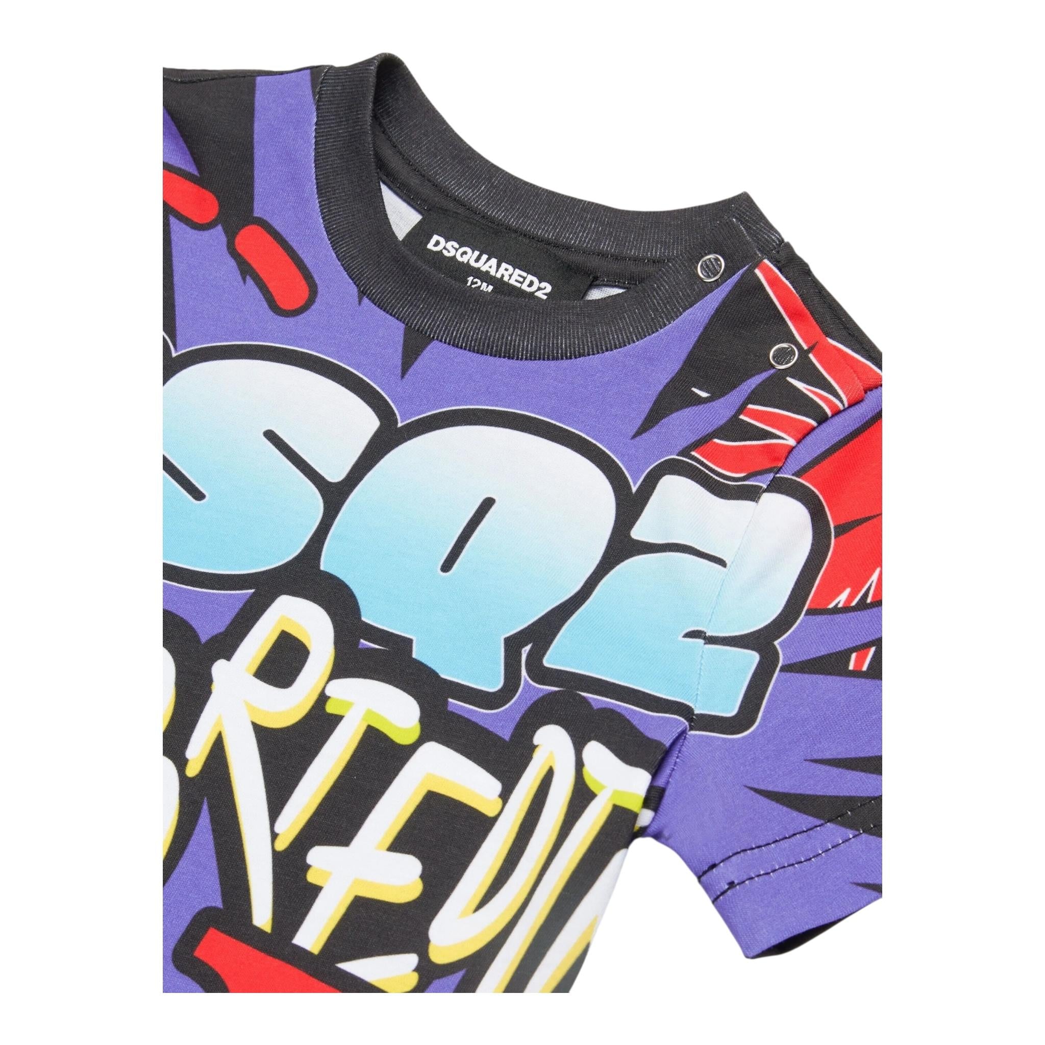 DSQUARED2 t-shirt girocollo stampa fantasia Multicolor per Neonato DQ2542 MULTICOLOR DSQUARED2 