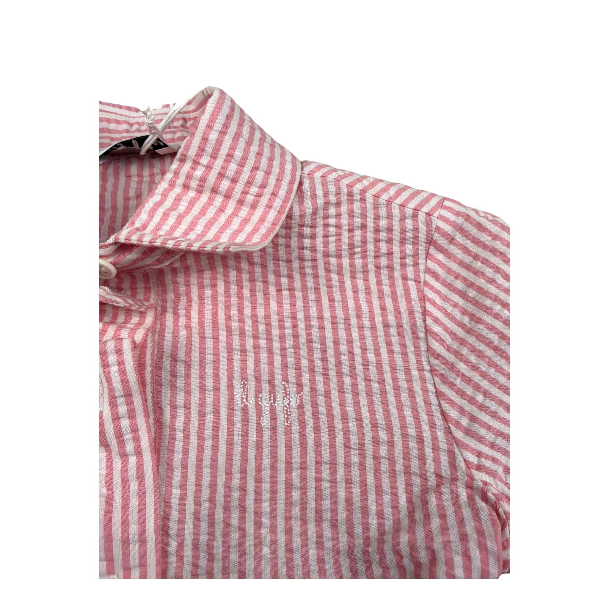 Il Gufo Abito Mezza Manica Tinta Unita con Fantasia A Righe per Neonata P25VM780C1080N BIANCO/ROSA IL GUFO 