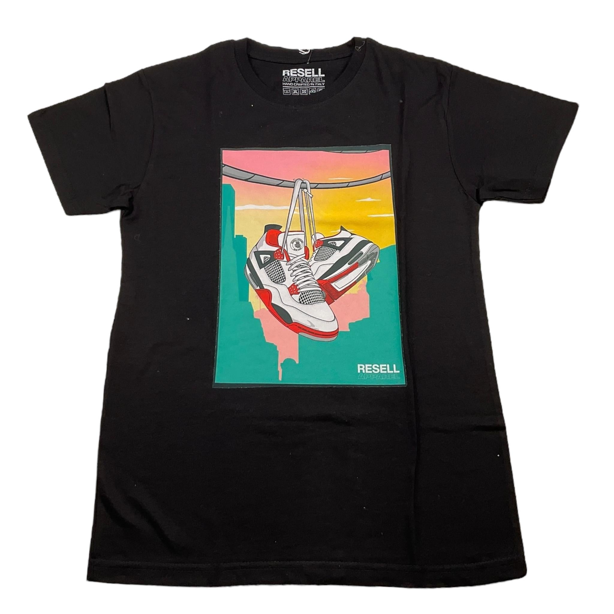 RESELL APPAREL t-shirt girocollo tinta unita cn stampa Nero per Bambino KTBK NERO RESELL APPAREL 