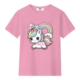 Mousse T-Shirt Girocollo Tinta Unita con Stampa per Bambina UNILEOOOO ROSA MOUSSE 