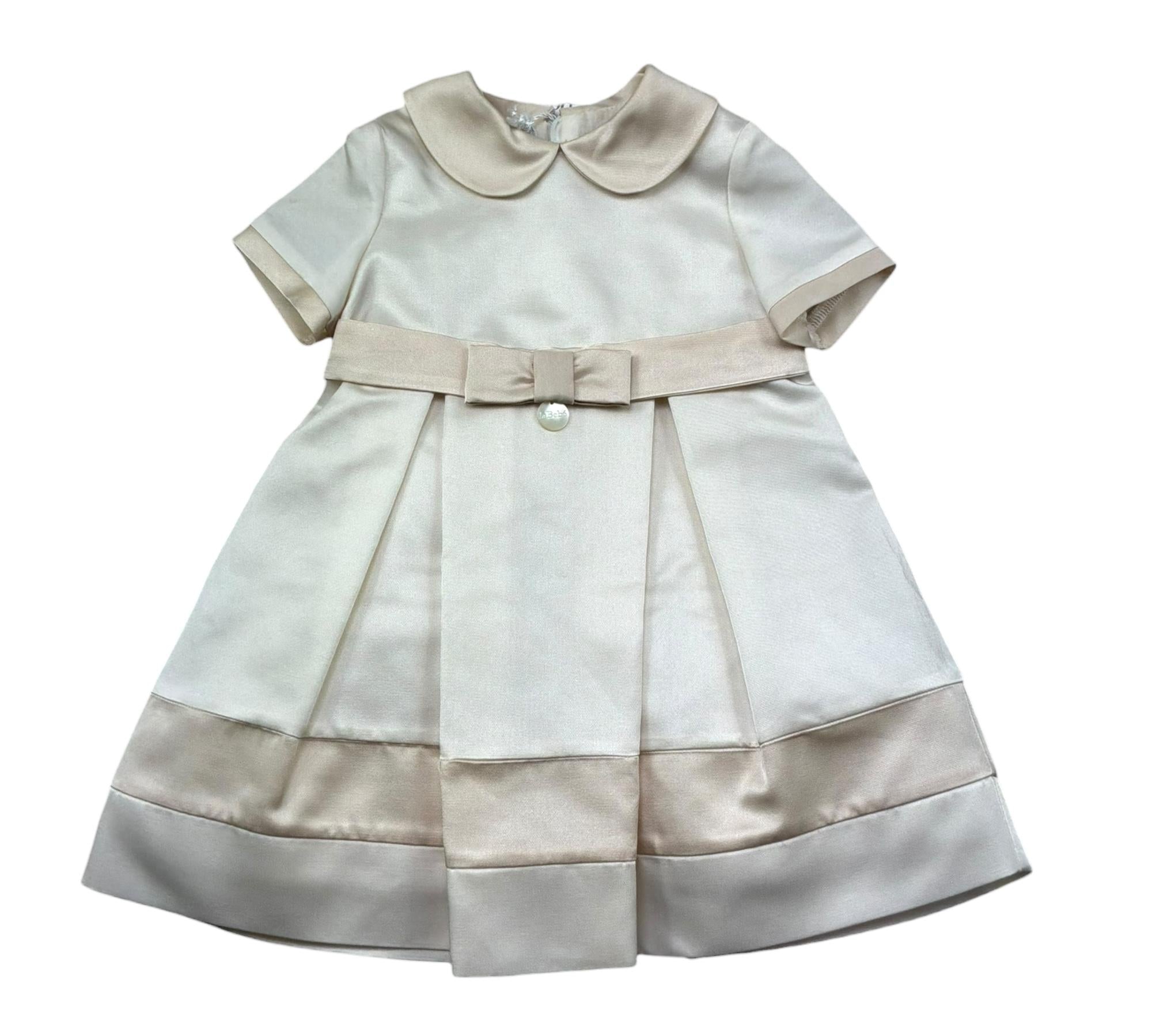 Le Bebe Abito Mezza Manica Tinta Unita con Profili In Contrasto per Neonata LBG1042 AVORIO LE BEBE 