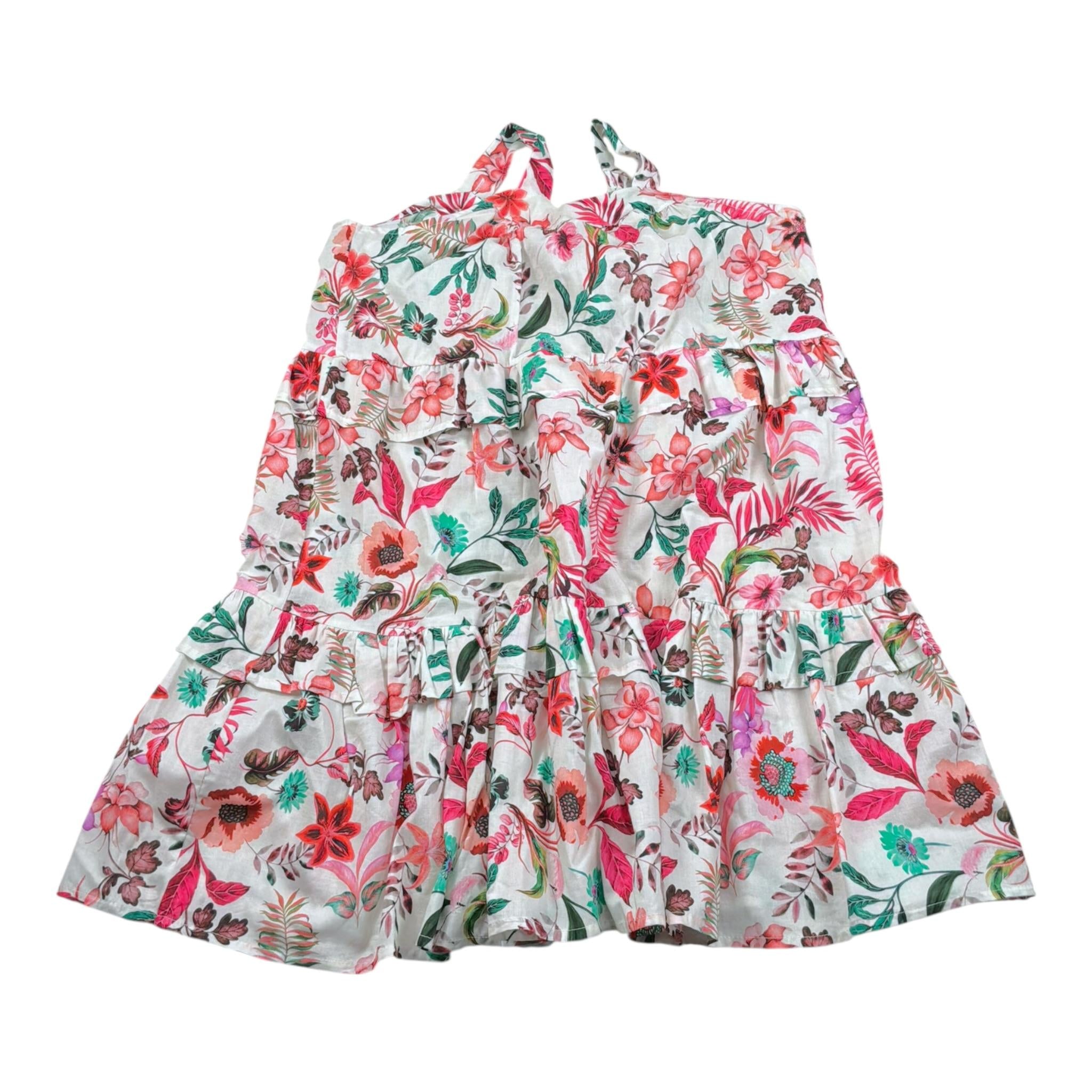 Kaos Abito Tinta Unita con Fantasia Fiori per Bambina KS125 BIANCO KAOS 