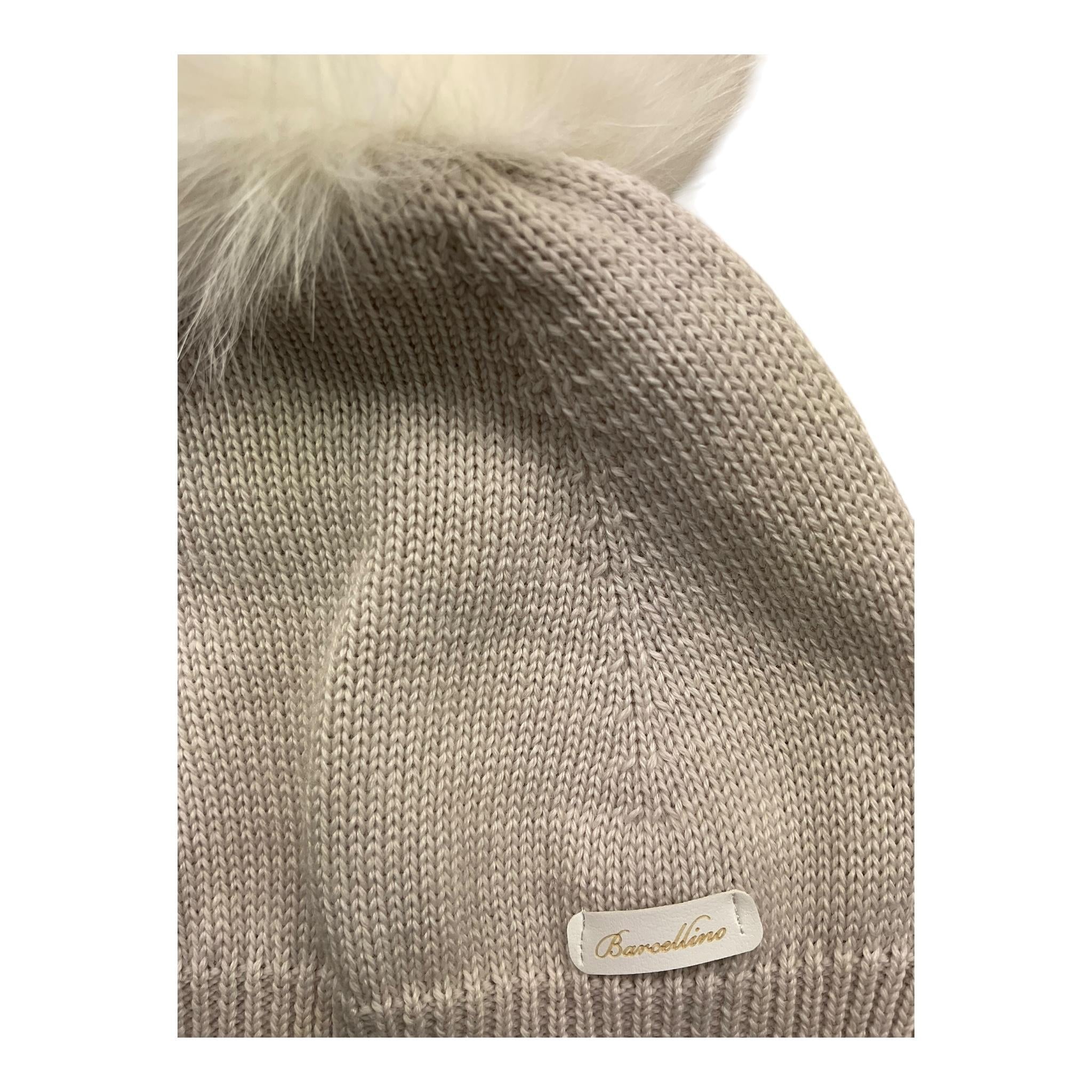 BARCELLINO cappello tinta unita con pon pon Beige per Neonata 115114 BEIGE BARCELLINO 