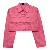 Marc Ellis Einfarbige Jeansjacke mit rosa Knöpfen für Mädchen