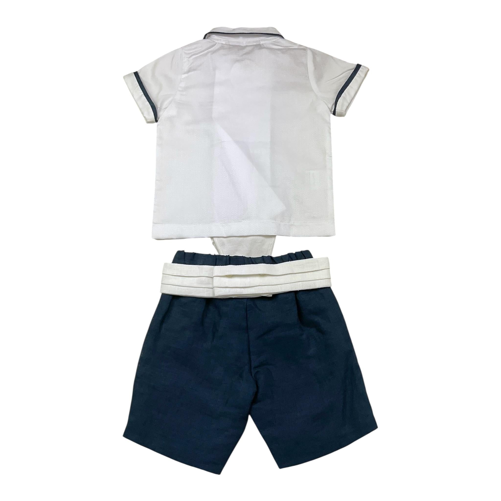 La Stupenderia Completo 2 Pezzi Camicia-Bermuda Bicolore per Neonato CCCT71 BIANCO/BLU LA STUPENDERIA 