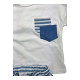 Barcellino Completo T-Shirt-Pantalone Bicolore Bianco/Blu Per Neonato