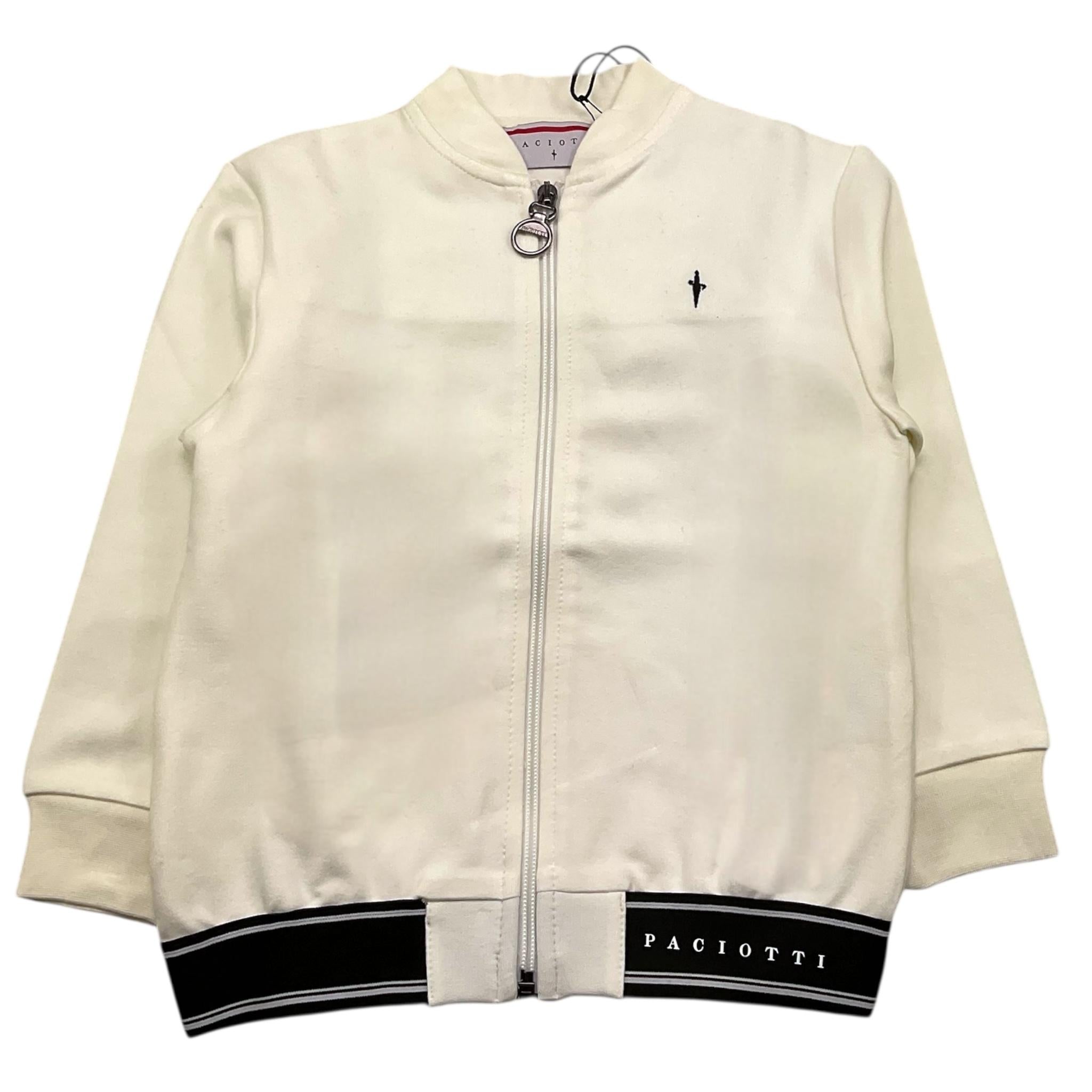 CESARE PACIOTTI felpa con zip tinta unita con logo Panna per Bambino MFP5351B PANNA CESARE PACIOTTI 