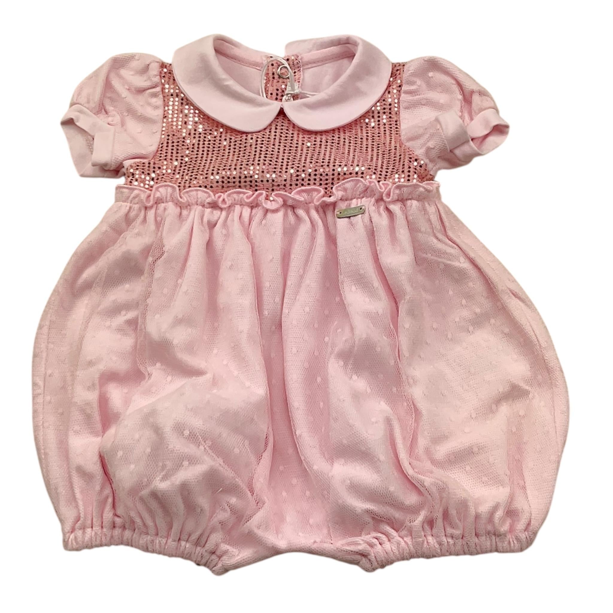 Le Bebe' Pagliaccetto Tinta Unita con Paillettes per Neonata LBG5608 ROSA LE BEBE' 