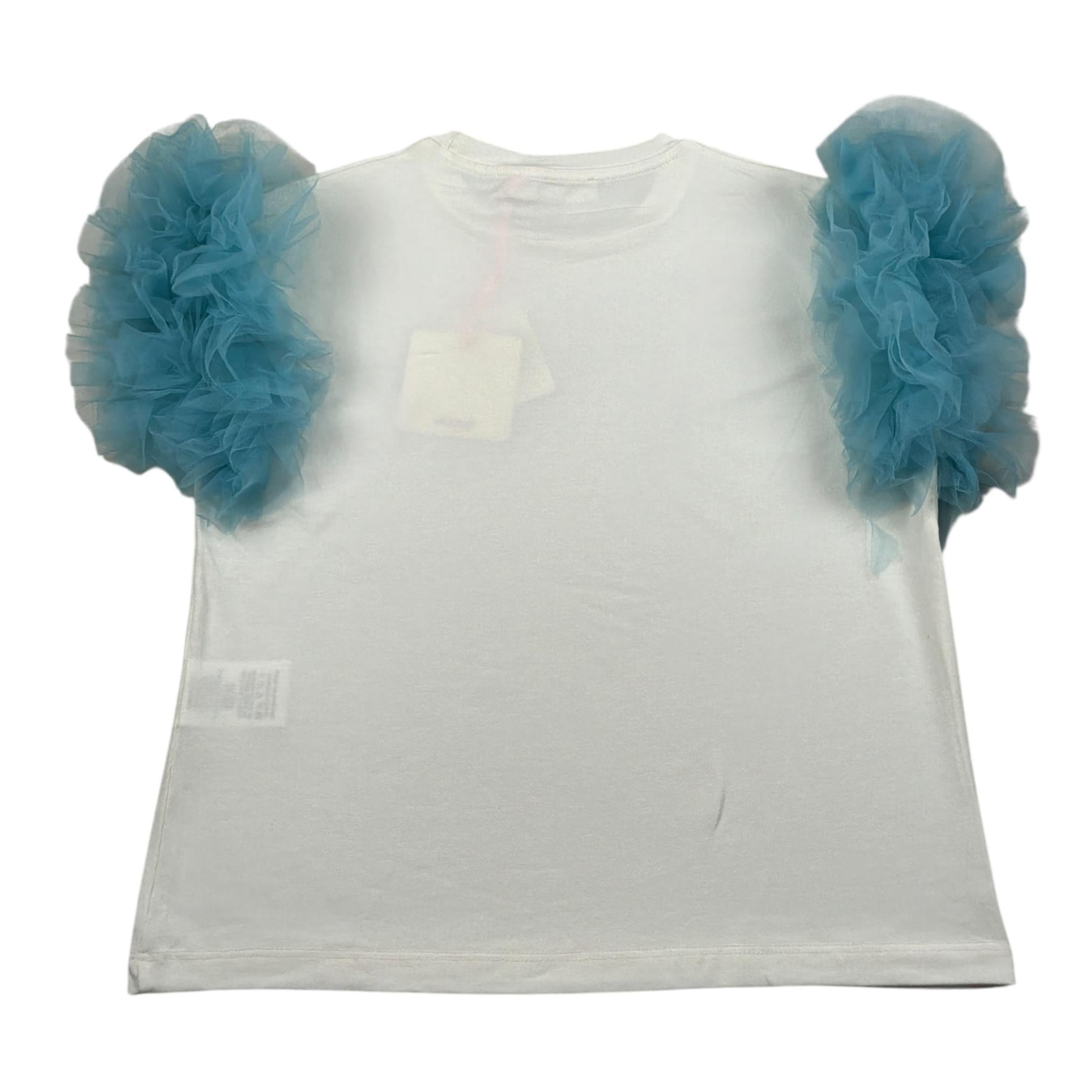 Vicolo T-Shirt tinta unita con Rouches Panna/Azzurro per Bambina 3146M00125 PANNA/AZZURRO VICOLO 