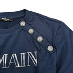 Balmain Felpa Chiusa Girocollo tinta unita con Logo Blu per Bambina BV4Q20 BLU BALMAIN 