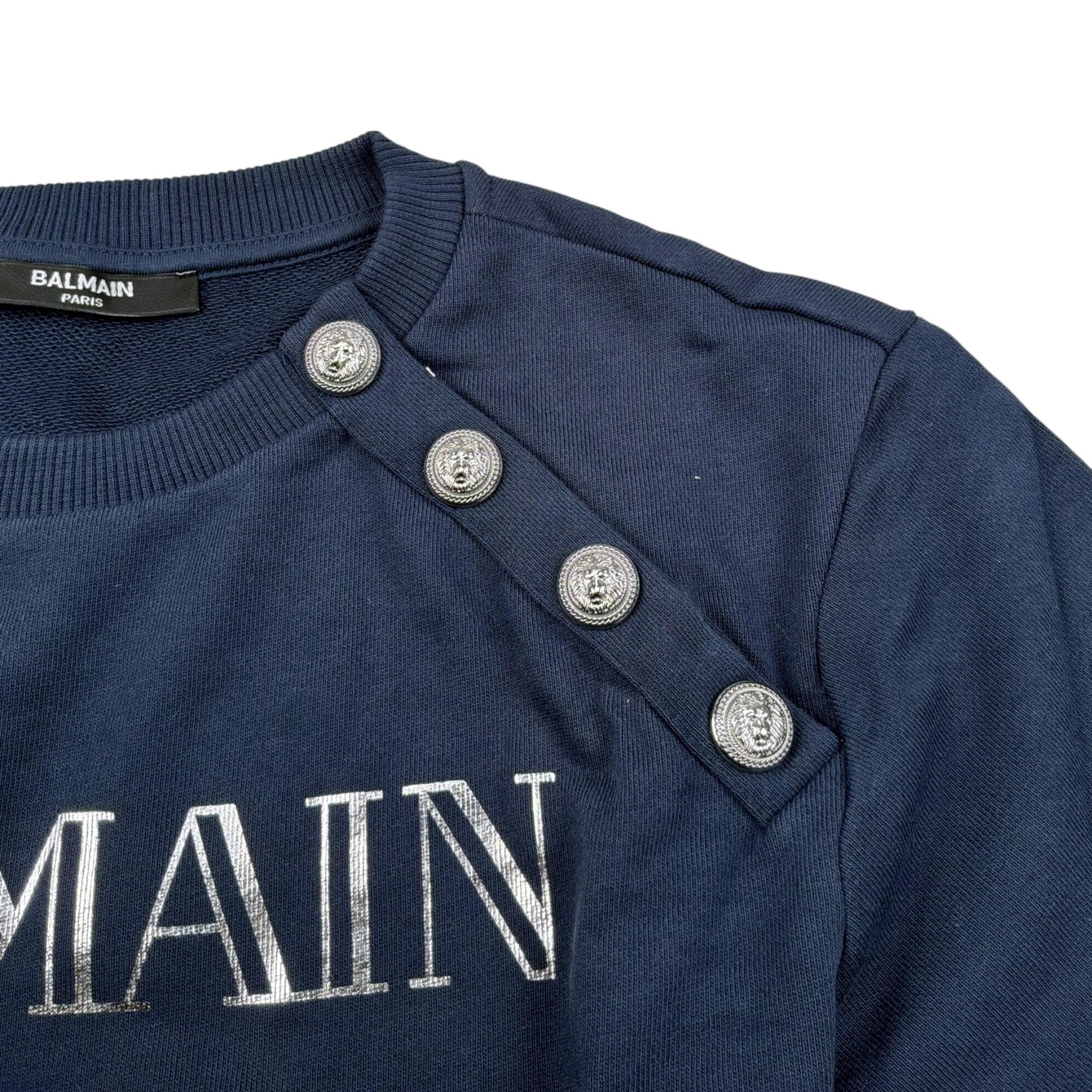 Balmain Felpa Chiusa Girocollo tinta unita con Logo Blu per Bambina BV4Q20 BLU BALMAIN 