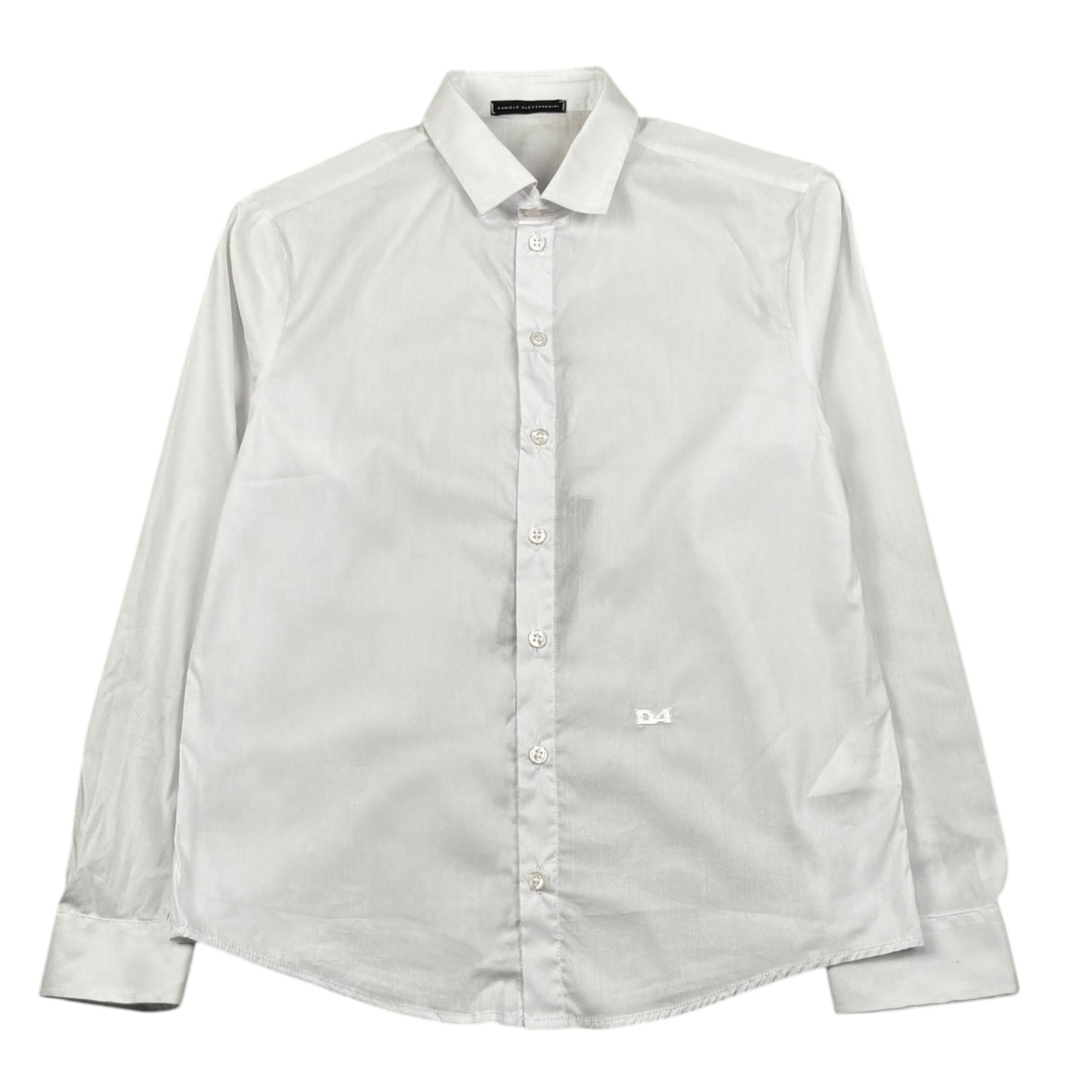 Daniele Alessandrini Camicia Manica Lunga Tinta Unita con Stampa per Bambino 1235C1218 BIANCO DANIELE ALESSANDRINI 