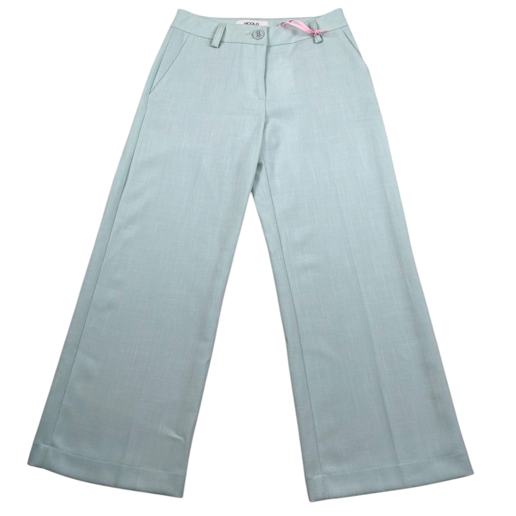 Vicolo Pantalone Tinta Unita Modello Palazzo per Bambina 3145P00050 VERDE ACQUA VICOLO 